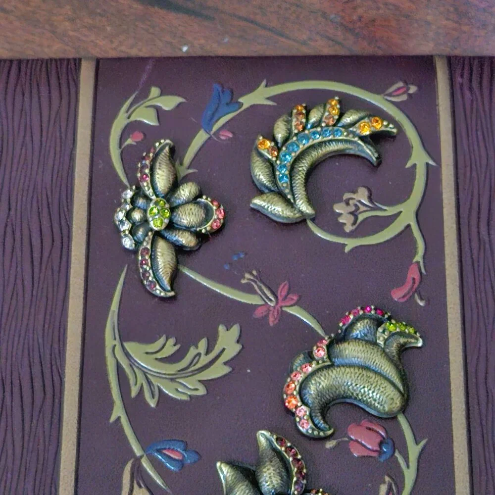 JAY STRONGWATER FLORAL SCROLL LEATHER CRYSTAL ENAMEL PHOTO PICTURE ALBUM BOOK